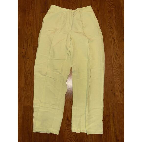 Eileen Fisher Lime Green/ Yellow Straight Leg linen pants size Medium Preppy - Picture 1 of 6